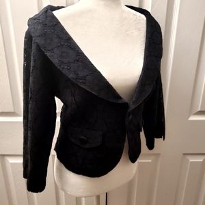 Black cropped eyelet blazer